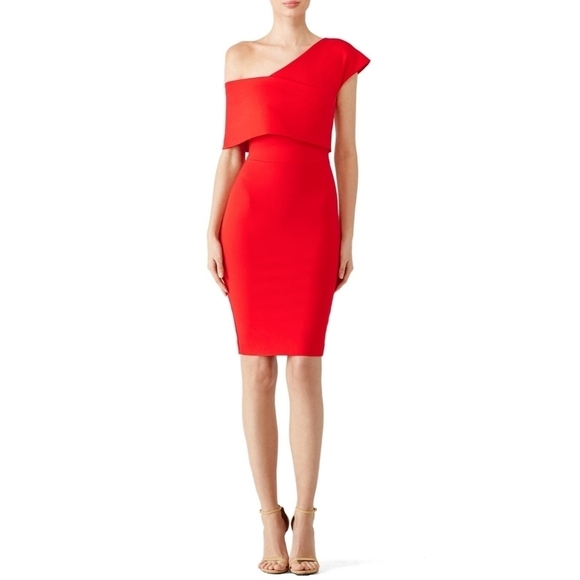 Elliatt Emulate One Shoulder Dress in Flame Red Size Large - Picture 1 of 9